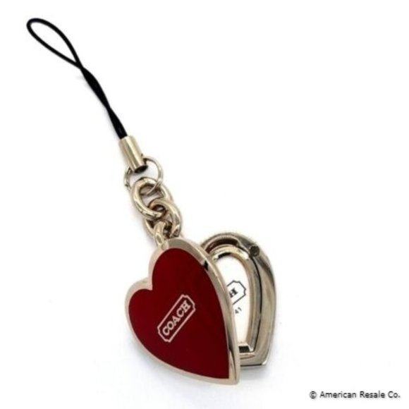 Coach Accessories - COACH Red Enamal Heart Locket Lanyard Cell Phone/Purse Charm, Keychain Fob #1657